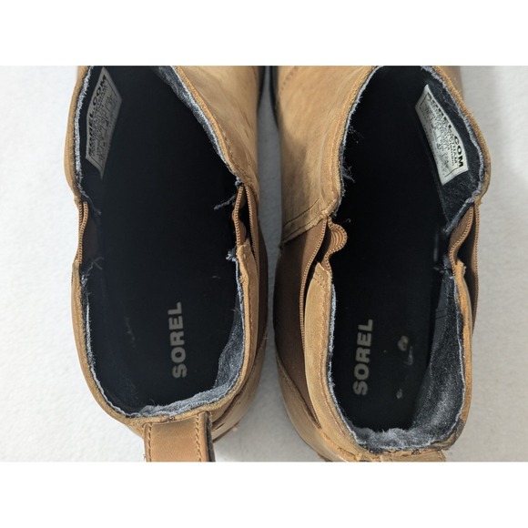 Sorel Women's Brown Leather Emelie Waterproof Chelsea Ankle Boots Size 10 Camel - Picture 5 of 10